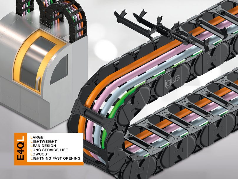 Económica, extremadamente resistente y ligera: nueva cadena portacables de igus para aplicaciones autosoportadas